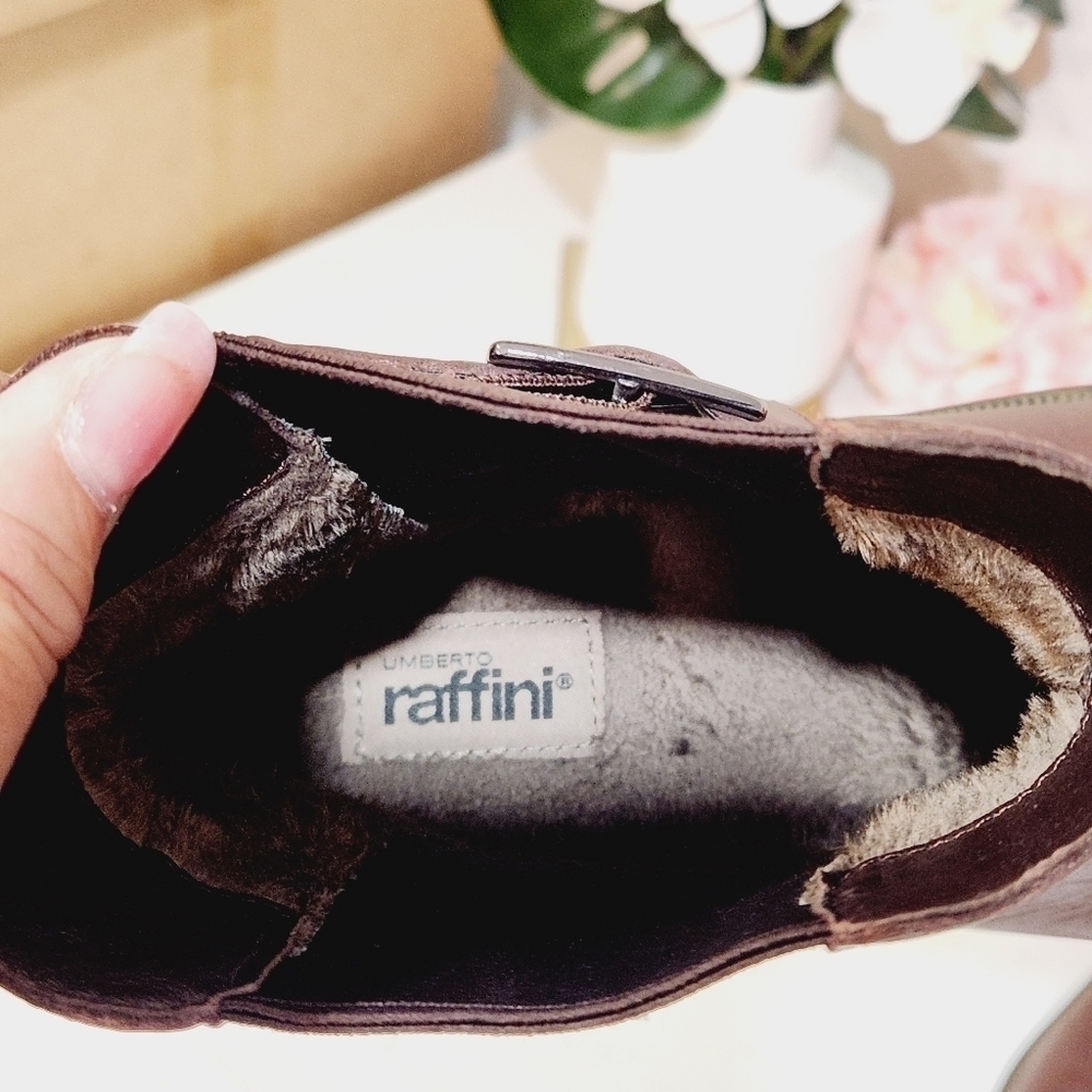 UMBERTO Raffini Tanya Brown Ankle Boots With Buckle Straps Size 9 - Picture 8 of 10